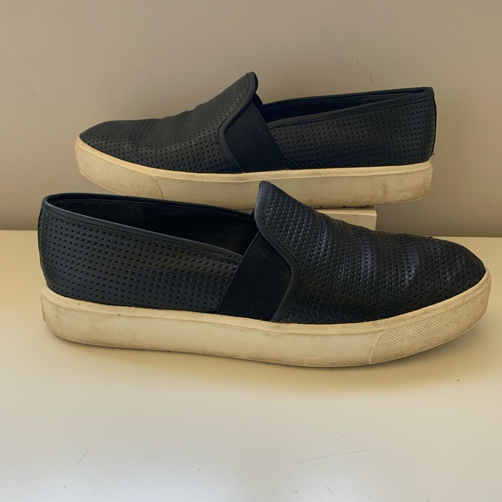 Vince size 6 Blair black perforated leather slip on loafer shoes